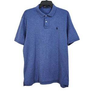 Polo Ralph Lauren Short Sleeve Polo Shirt Mens Large Blue 100% Soft Cotton